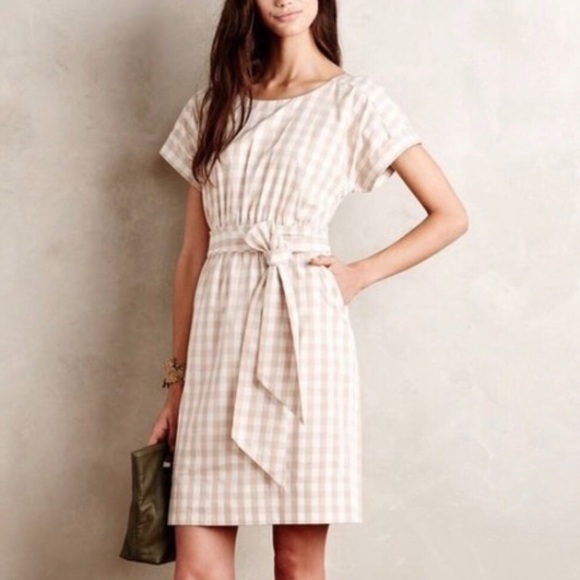 Anthropologie Dresses & Skirts - HD in Paris Anthropologie White/Tan Plaid Dress!